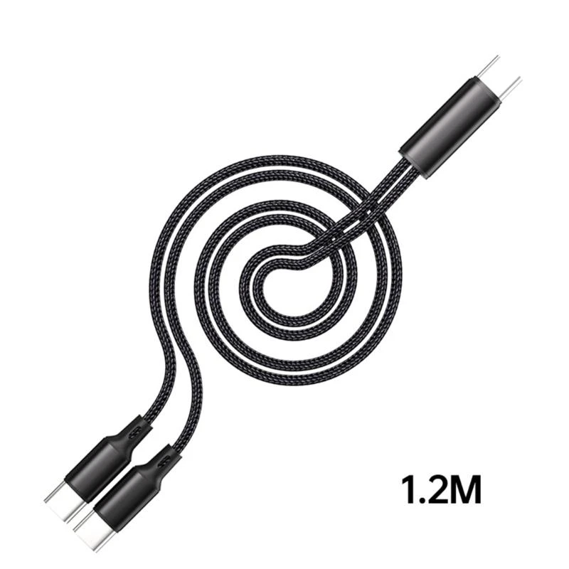 Double Headed Type-C Cable Y-Splitter Charging Cord Wire 2Port USB C Male to Male Connector Charger Wire for Smartphones Tablets