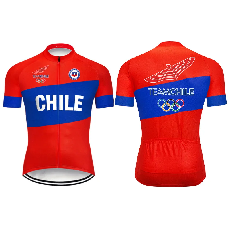 Chile Cycling Mens Clothes Short Sleeve Jersey MTB Jacket Road Bike Shirt Bicycle Sweater Antislip Top Wear Sports Racer