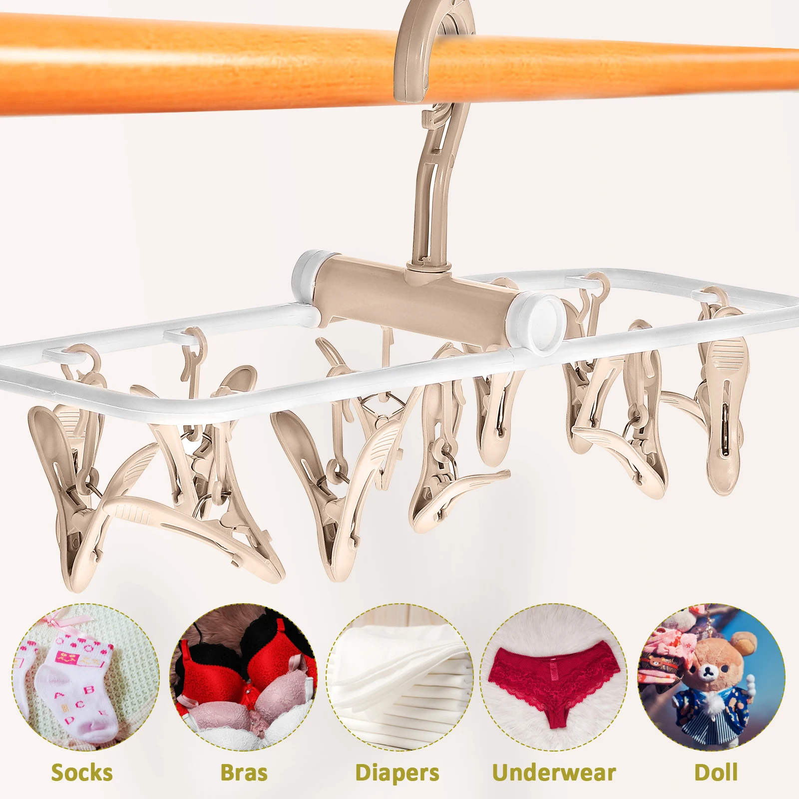 

4 Pcs Foldable Clothes Drying Rack Laundry Hanger Travel Folding Hangers Skirt with Clips