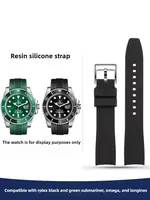 Curved Interface Rubber Watch Strap for Rolex Black and Green Water Ghost Omega Longines Seiko Tissot Watch Chain