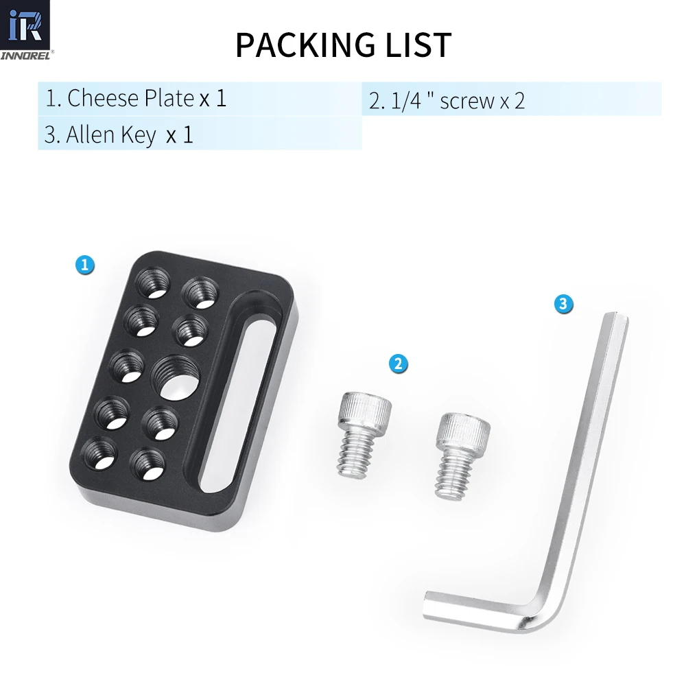 INNOREL CP03 Multi-Functional Cheese Plate with 1/4" & 3/8" Threads,Porous Connection Quick Installation Board for Camera Cage - Image 6
