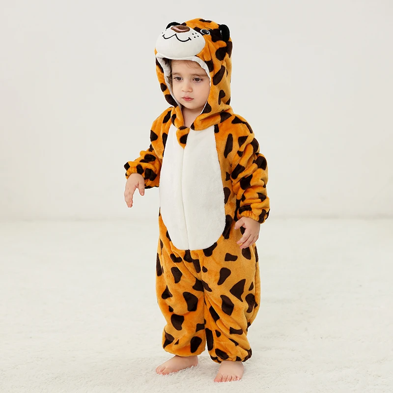 

Infant Baby Romper Clothes Boys Girls Lovely Leopard Pajamas Onesie Animal Baby One-Piece Newborn Carnival Hooded Jumpsuit