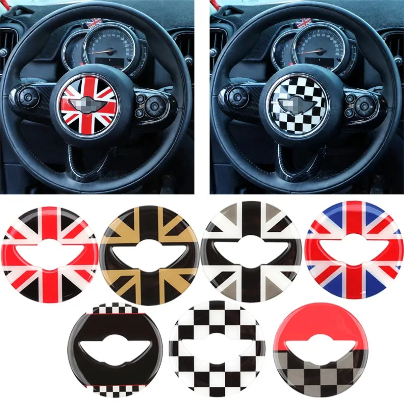 Union Jack Steering Wheel Center Cover Sticker For Mini Cooper F55 F56 F60 Car Interior Decorative Accessory