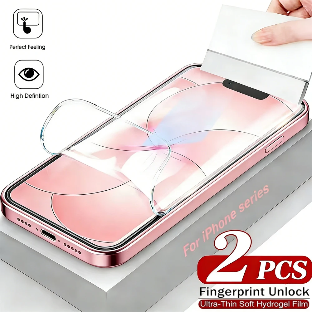 2er-Pack Vollflächige HD Hydrogel-Folie für iPhone 17 Pro Max Air 11 12 mini 13 14 15 16 16e X XR XS Max 6 7 8 Plus SE Displayschutzfolie