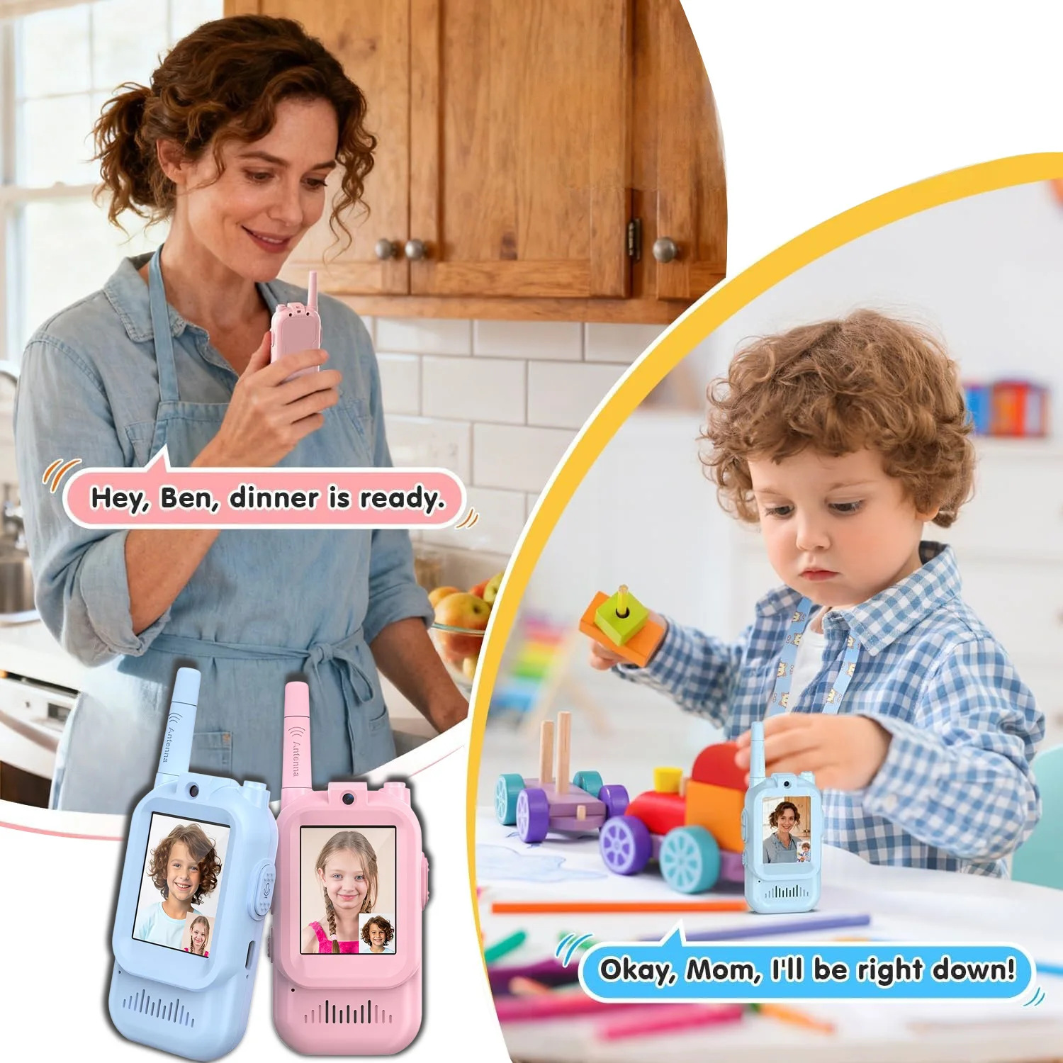 2-個子供用ビデオトランシーバー屋内および屋外用高解像度インターホン子供のおもちゃ誕生日プレゼント対象年齢-3-12-歳