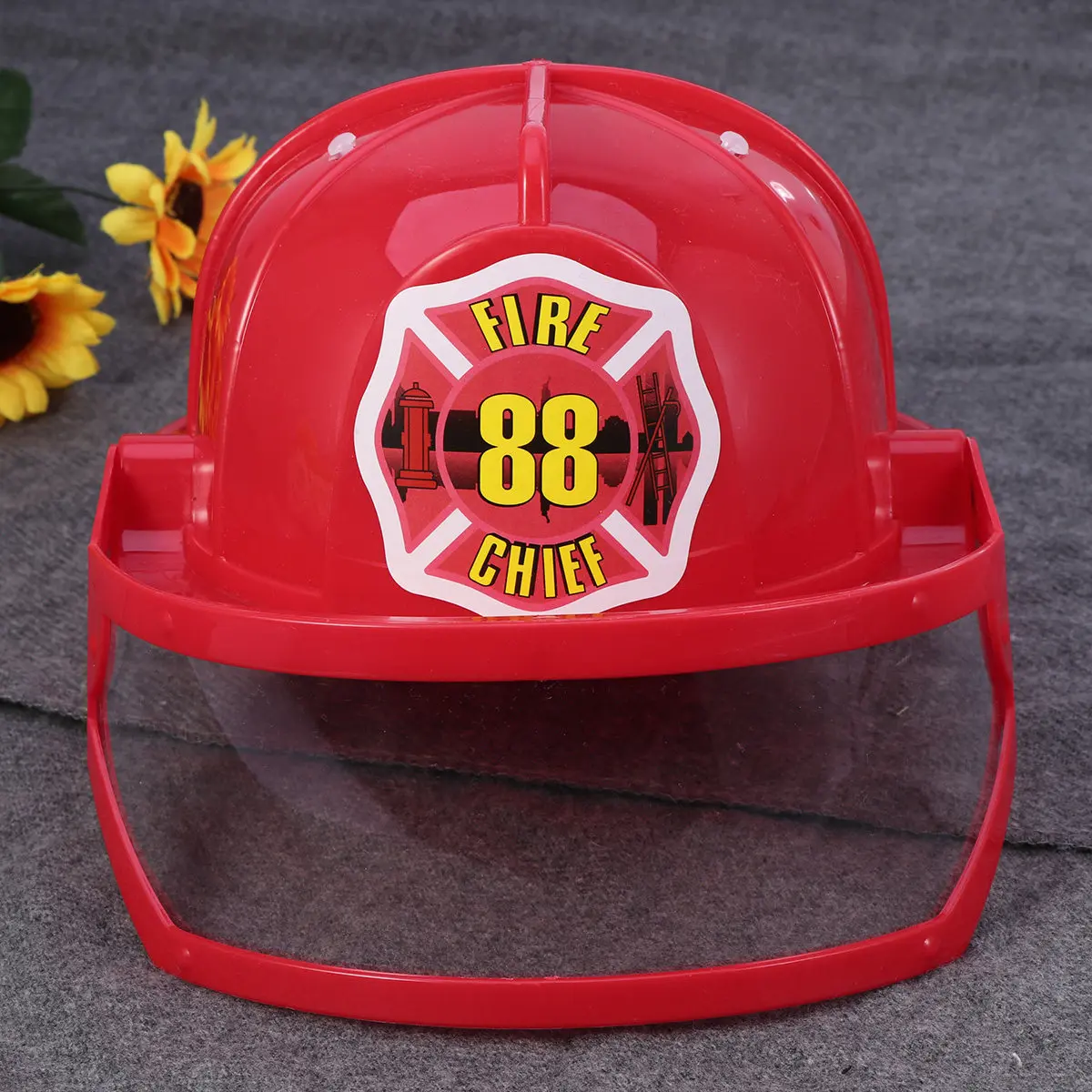 Adjustable Fire Hat Red Educational Gadget for Kids Children Develops Mind Creativity Safe PVC Materials Construction