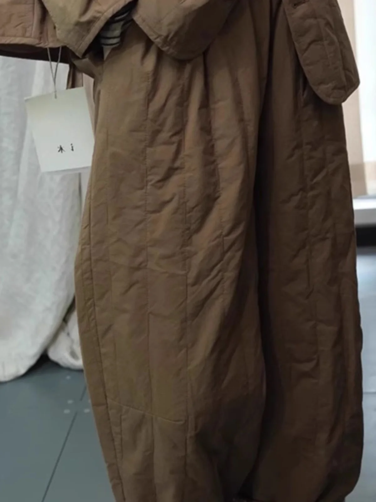 Women's Faionable Lightweight Loose down Straight Leg Cotton Pants Long Trousers Winter Simple mat Sle