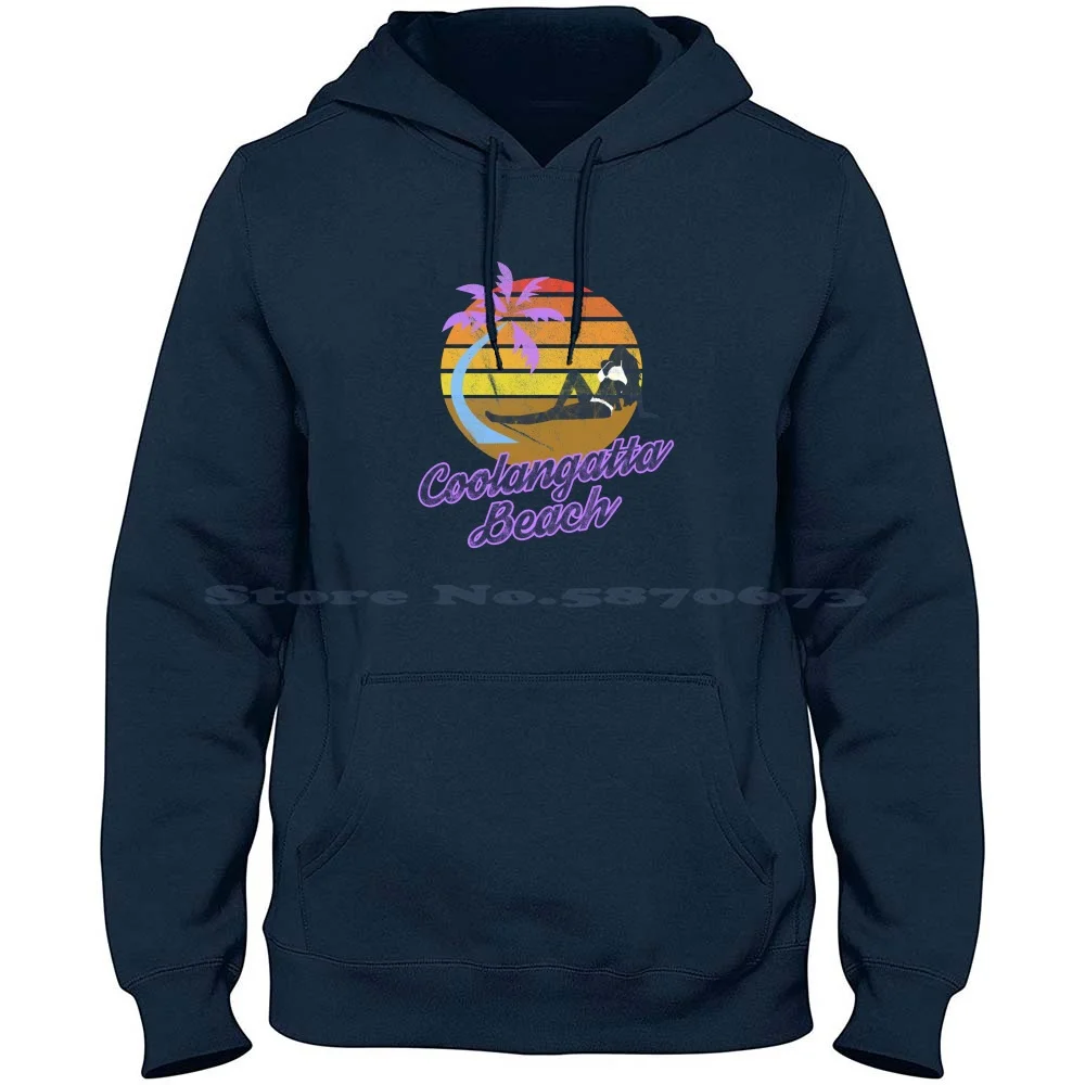 Coolangatta Beach Gold Coast Queensland Australia Retro Surf T-Shirt 100% Pure Cotton Hoodie Tshirt Palm Tree Bay Beachball