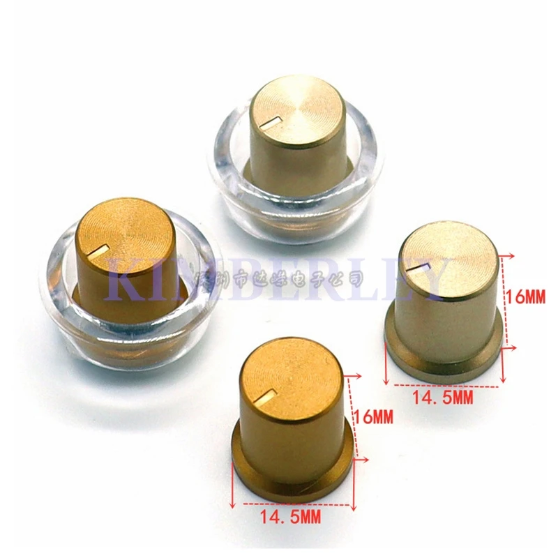 5PCS Plastic Potentiometer Knob Cap Power Amplifier Volume Knob Cap With Transparent Lamp Cup two-piece Set Of Plum Shaft