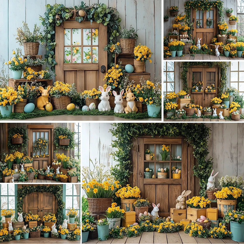 Musim semi fotografi latar belakang telur Paskah bunga dekorasi latar belakang Bbay dewasa perempuan potret Studio foto Banner alat peraga