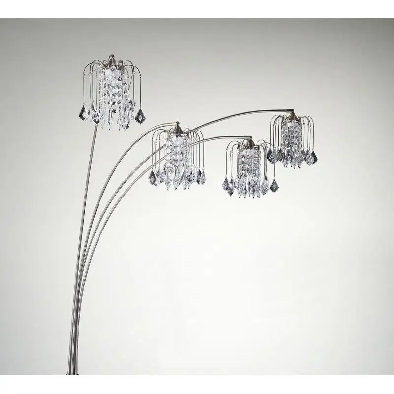 مصباح أرضي فاخر متعدد الرؤوس بتصميم عصري مع سيقان معدنية مرصعة بالكريستال على شكل نصف قمر لغرفة المعيشة في البيوتر #3
