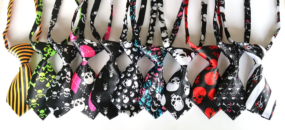 

50pcs Skull Style Pet Supplies Halloween Pet Dog Grooming Accessories Samll Dog Neckties Bowties Adjustable Pet Dog Skull Tie