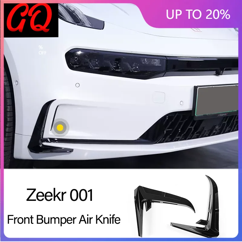 

for Zeekr 001 2021-2024 Front Fog Lamp Trim Bumper Wind Knife ABS Carbon Fiber Look Blade Trim Light Eyebrow Spoiler Decoration