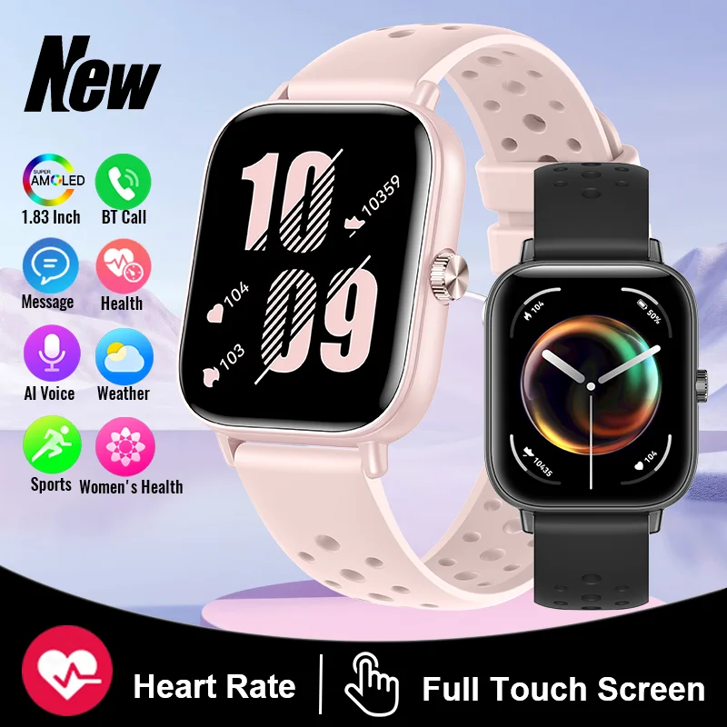 

LIGE 2025 New 1.83 Inch Fashion Women Smart Watch Heart Rate Health Monitor Sports Bracelet BT Calling Smartwatch Woman Men+Box