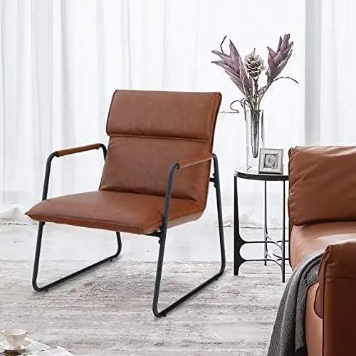 HOME Living Room Accent Chair Retro Armchar Sofa Chair Lounge Chair with Metal Leg for Home Office Study Living Room Vanit