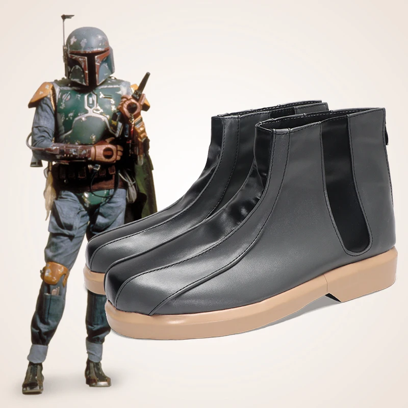 Boba Cosplay Fett Male Shoes Movie Space Battle Disguise Black Leather Short Boots Costume Accessories Shoes