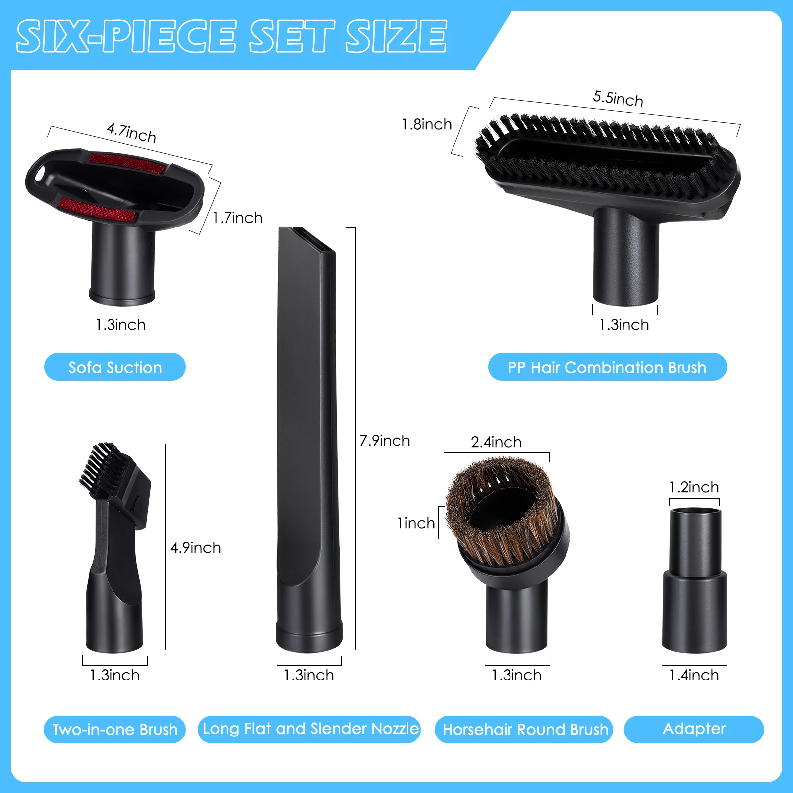 6 PCS Vacuum Cleaner Brush Nozzle Cleaner Dust Round Brush Tool Kit 32mm/35mm For Adapter Vacuum Cleaner Accessories Replacement