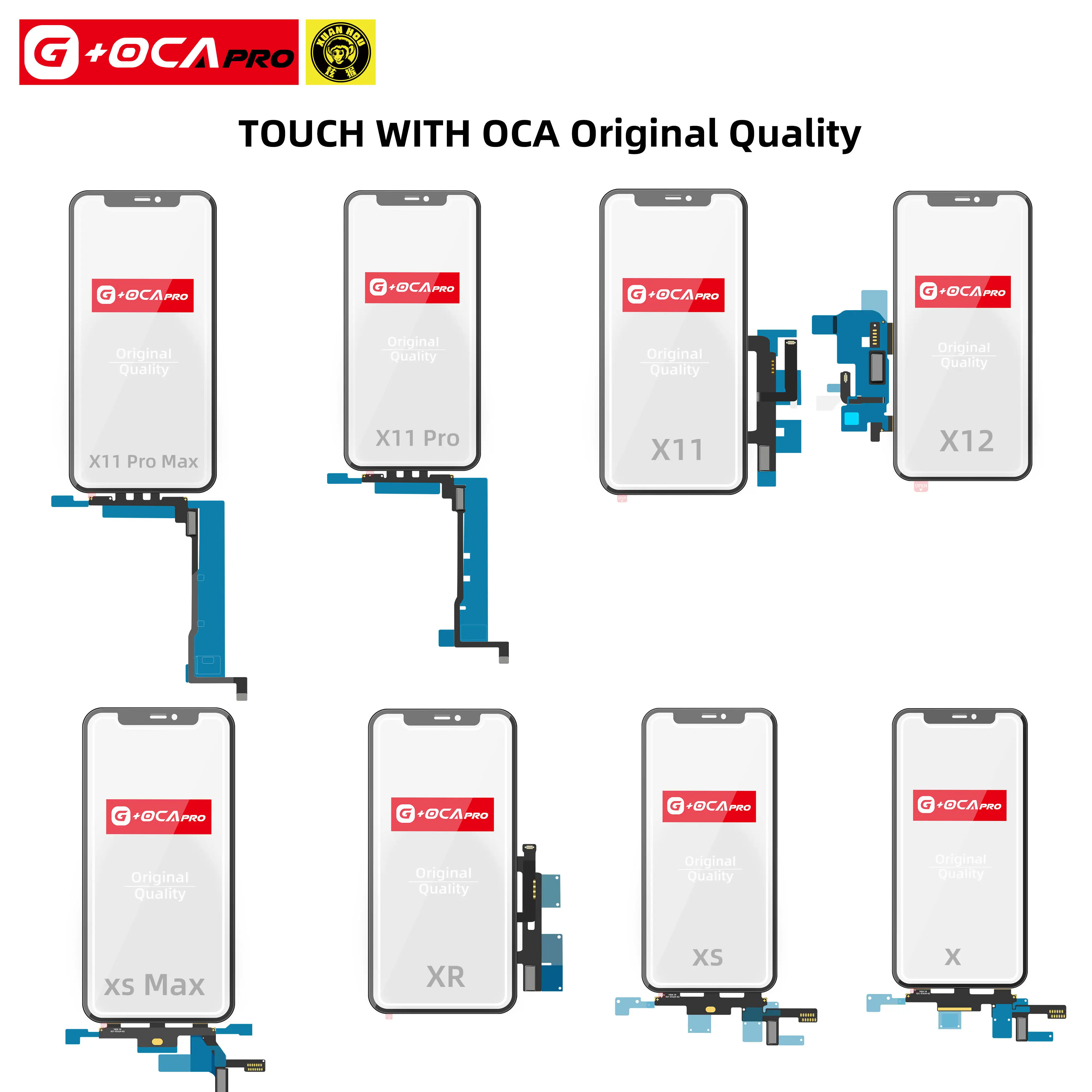 G + OCA Pro pantalla táctil Original, reemplazo de reparación de pantalla IC para iPhone X/Xs/XsMax/XR/11/11Pro/11promax/12series, vidrio exterior