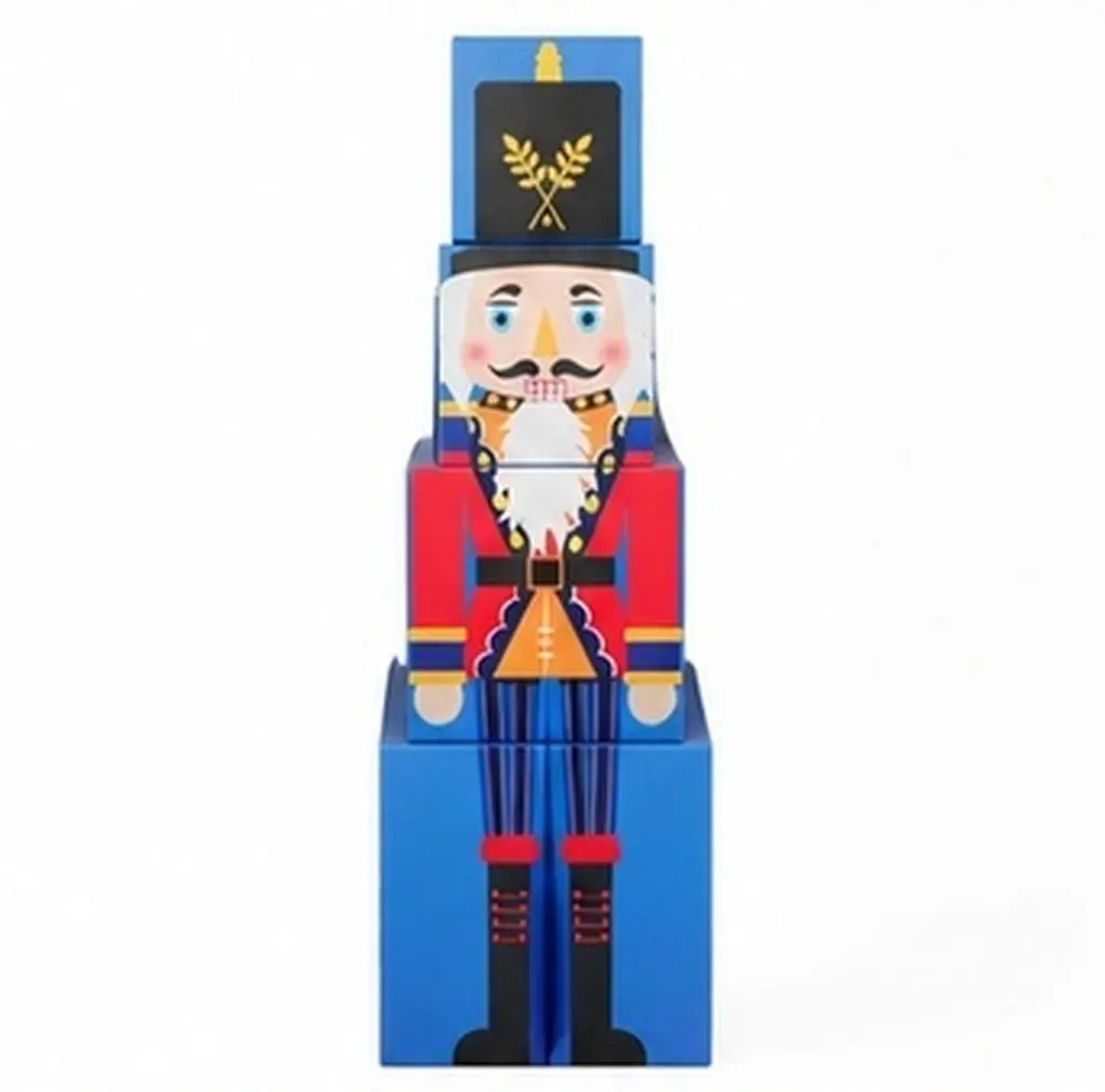 1Set Nutcracker Stacking Boxes Christmas Decorative Present Storage Set Stackable Nesting Holiday Boxes for Party Decor