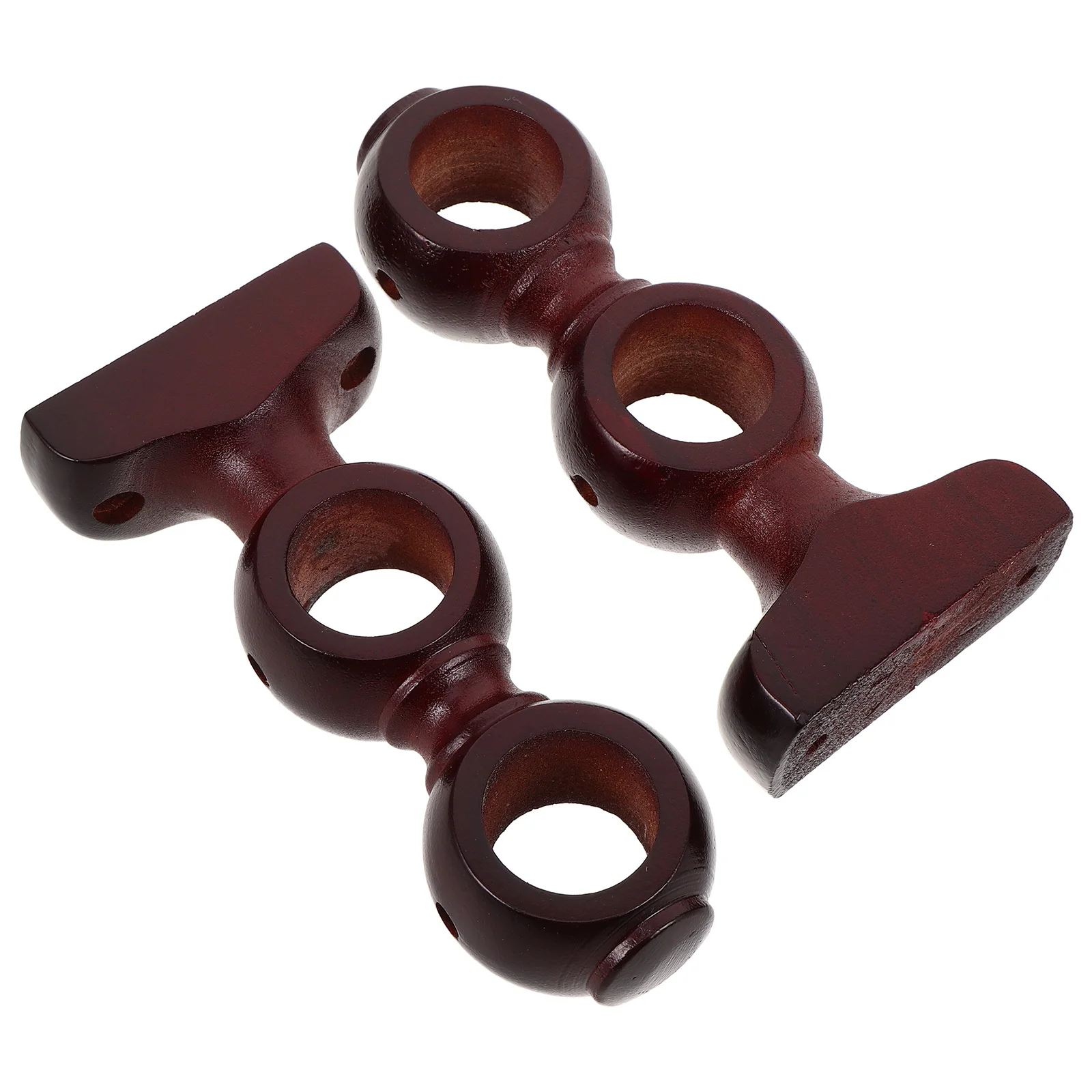 

2Pcs Wooden Curtain Pole Brackets Double Rod Hanger Holders Wall Mounted Heavy Duty for Living Room Solid Wood Bracket