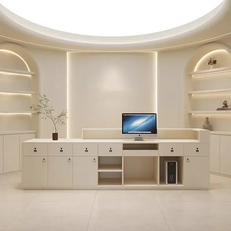 

White Front Reception Desk Office Pulpit Pulpitos Bar Cash Register Desk Receptionist Small Meuble Caisse Office Desk Furniture