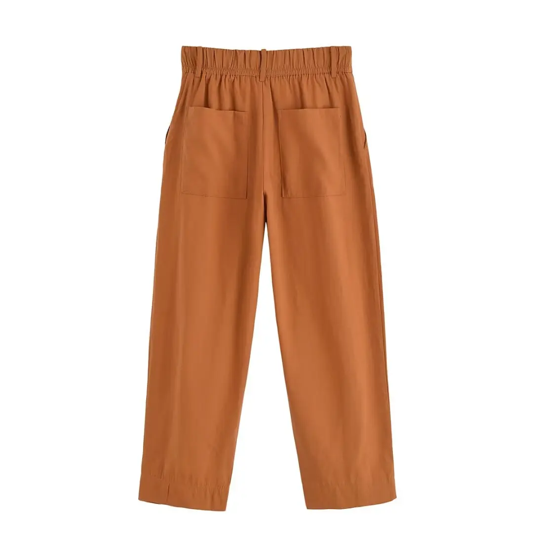 RARA2025 new summer women's casual simple sleeves can be rolled up long sleeves V-neck jacket top + wide-leg trousers