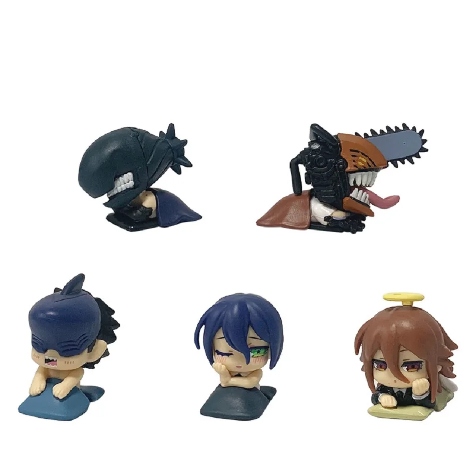 5-teiliges Set Q-Version Chainsaw Man Schlafpose Denji/Reze/Pochita/Makima Actionfigur Anime PVC-Modell Desktop-Kapsel-Figuren Spielzeug – Detail 2