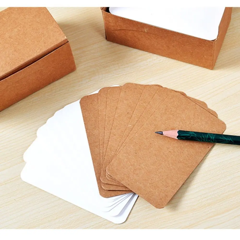 100pcs/box Retro Double-sided Blank Kraft Paper Card Word Card Message Card DIY Postcard Gift Greeting Invitation Card