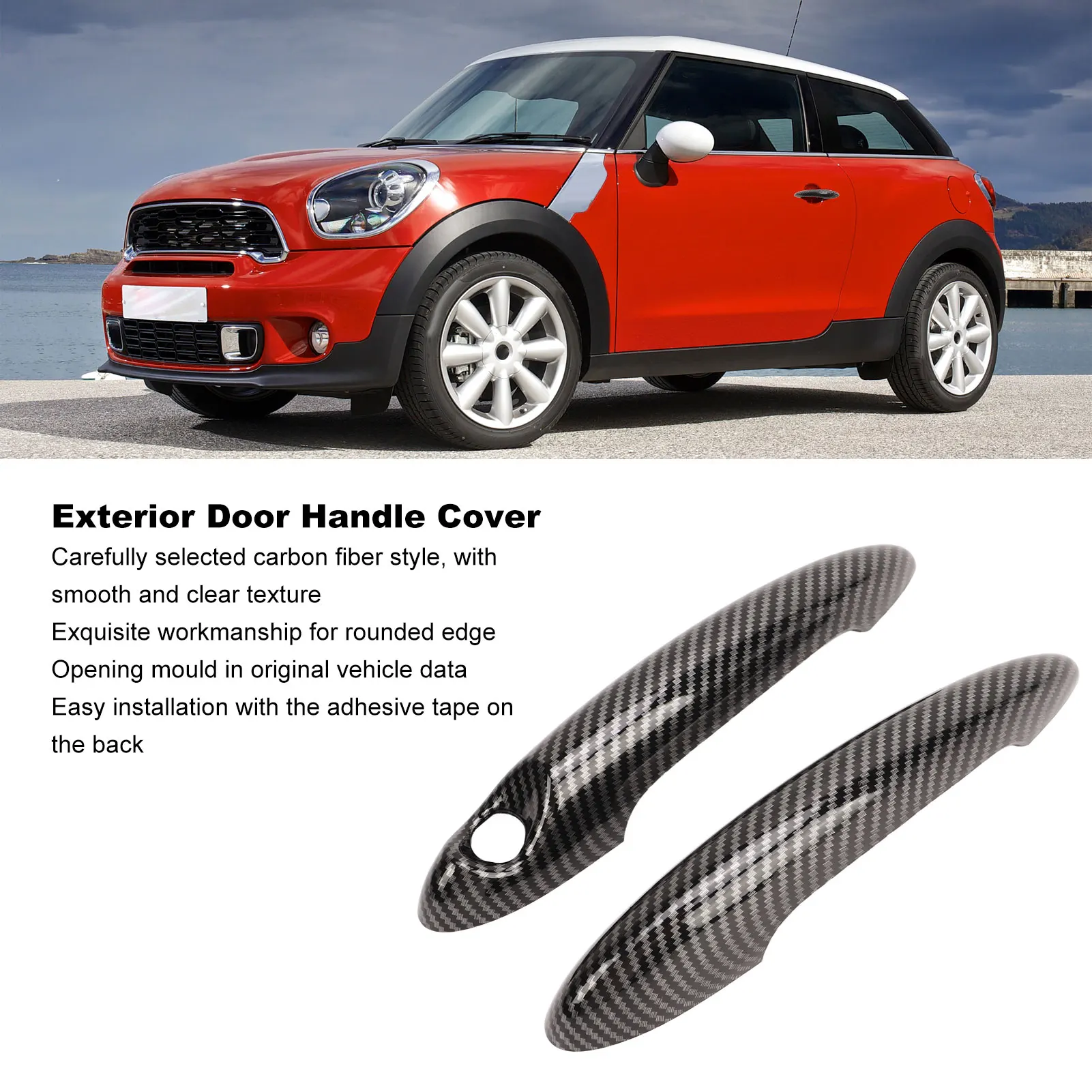 

Exterior Door Handle Cover Carbon Fiber Style Outside Door Handle Decor Cap For Cooper S R50 R53 R55 R56