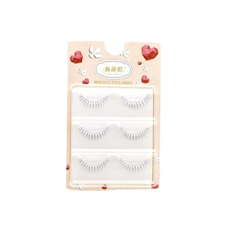 Girl Group Group Fake Eyelashes 3 Pairs Natural Simulation Short Lashes U-shaped Transparent Stem Eyelashes Extension Makeup