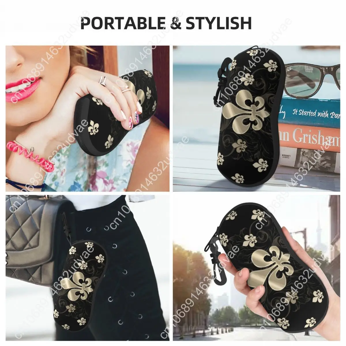 Fleur De Lys Sunglasses Soft Case Neoprene Zipper Lily Flower Shell Eyeglass Case Custom Protective Box For Glasses