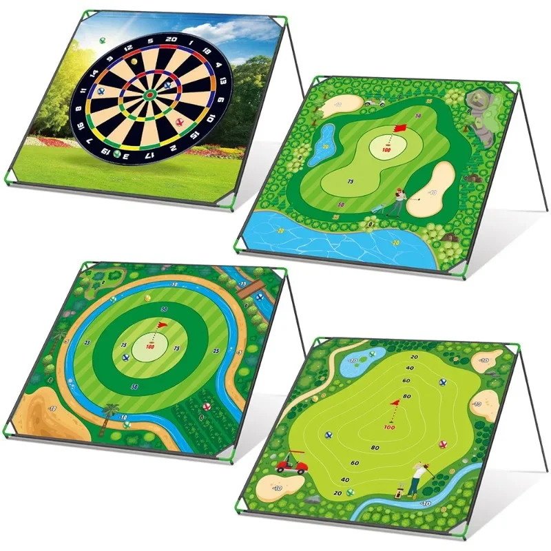 180cm Golf Hitting Mat Set Adhesive Ball Training Mat Indoor Outdoor Interactive Golf Swing Practice Equipment