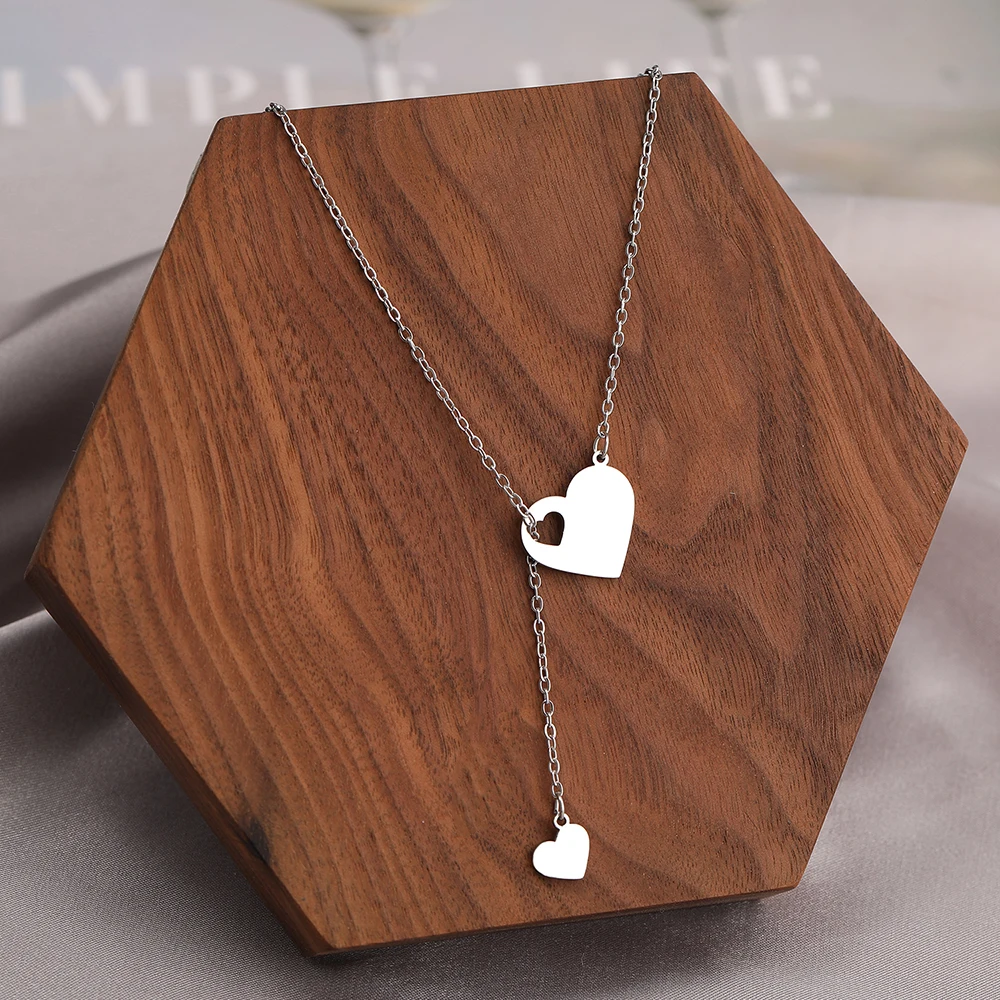 Stainless Steel Necklaces Sweet Heart Pendants Chains Charms Choker Fashion Necklace For Women Jewelry Wedding Party Girls Gifts