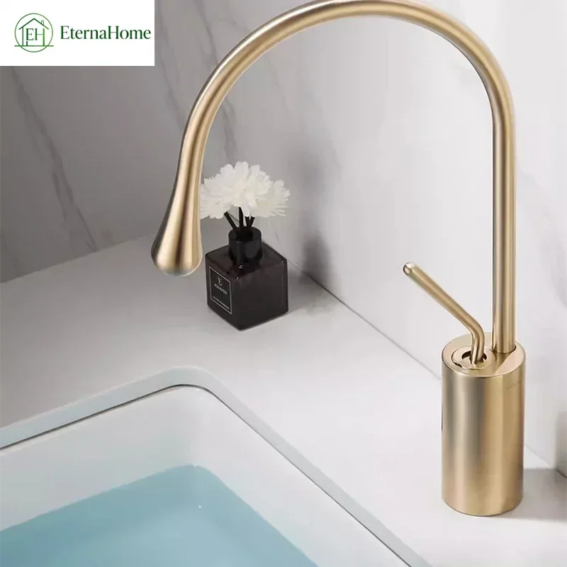 Water Drops Design Basin Faucets Short/High Style Black/Gun Grey/Gold Hot & Cold Mixer Copper Rotatable Tap Bathroom Accessories
