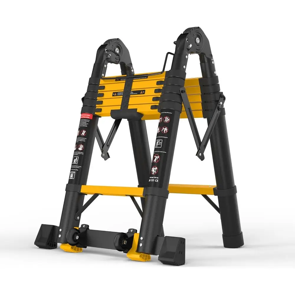 Telescoping A-Frame Ladder, 6 Step, ANSI Certified, Type IA Heavy Duty, 330 lbs Max Capacity, Aluminum Extension Ladder for Home