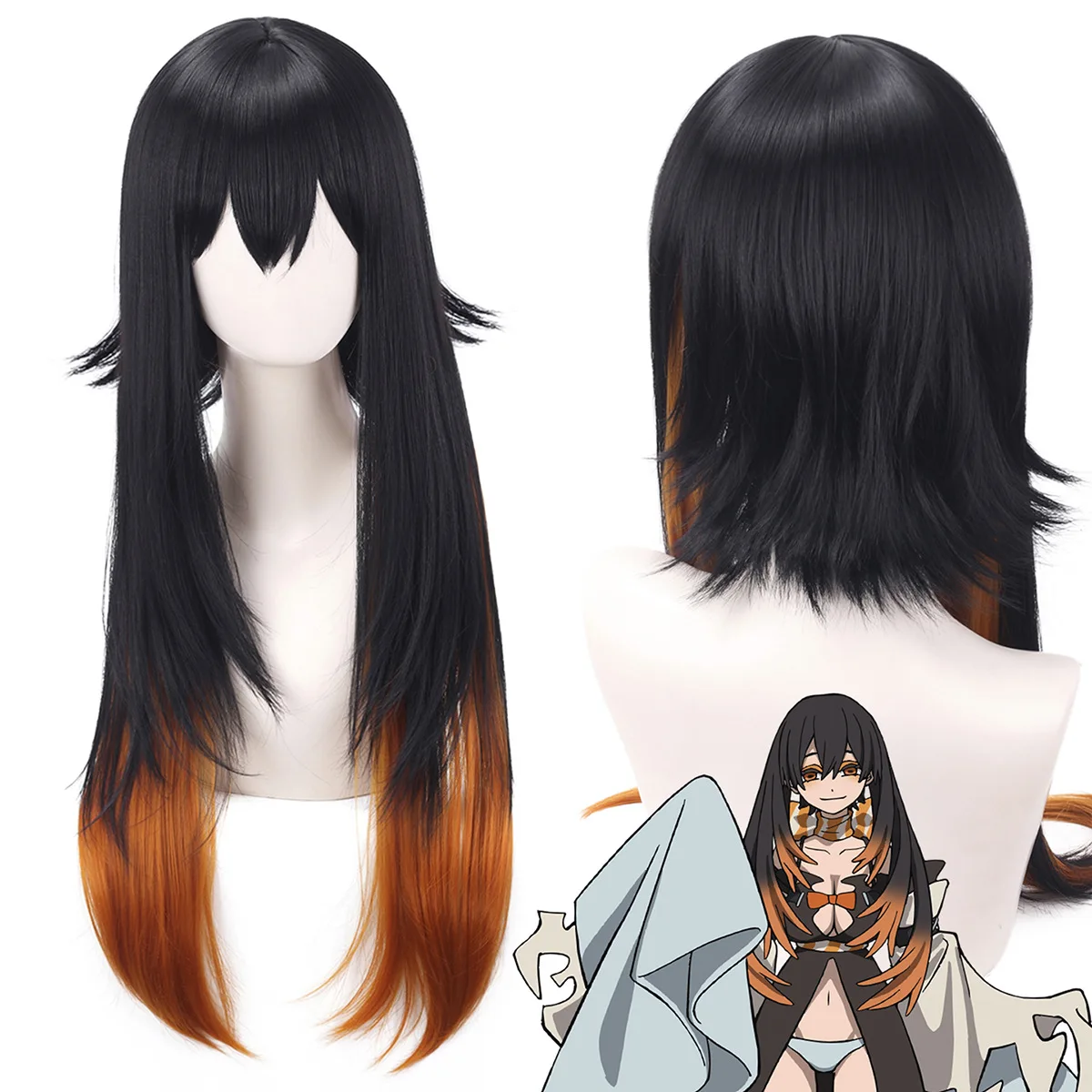 parrucca-sintetica-resistente-al-calore-per-cosplay-amo-nero-arancio-ombre-acconciatura-lunga-e-liscia-cuffia-regolabile-per-comic-con