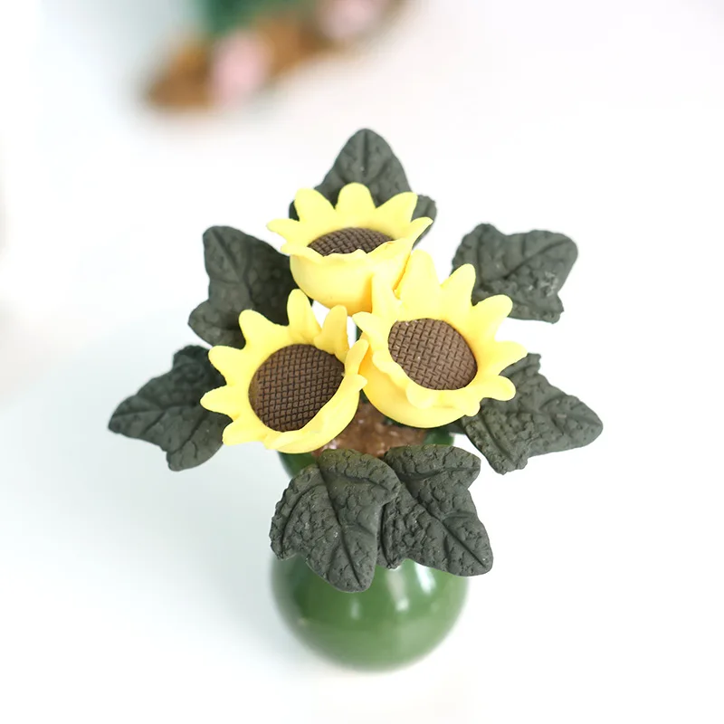 Miniature Sunflower Toy for Dollhouse Decorations and Figurines Miniature Polymer Clay Flowers