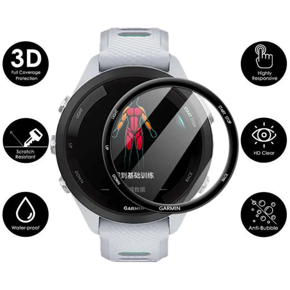 BEHUA HD واضح فيلم ل Garmin Forerunner 265 S 265 SmartWatch الغطاء الواقي ثلاثية الأبعاد تغطية حامي الشاشة المضادة للخدش الأفلام