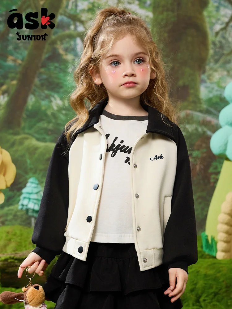 سترة ربيعية للأطفال الرضع بألوان متباينة وأكتاف مكشوفة وأكمام طويلة ملابس أطفال محبوكة بطية صدر السترة للفتيات #2