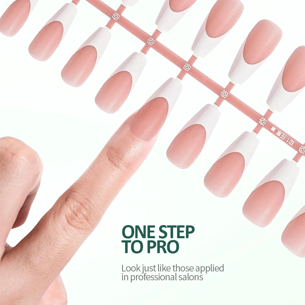 

150PCS Short Coffin Press on Nails 3 in 1 Coat Soft Gel Nail Tips French Tip Press on Nails 15 Sizes of Nail Art DIY