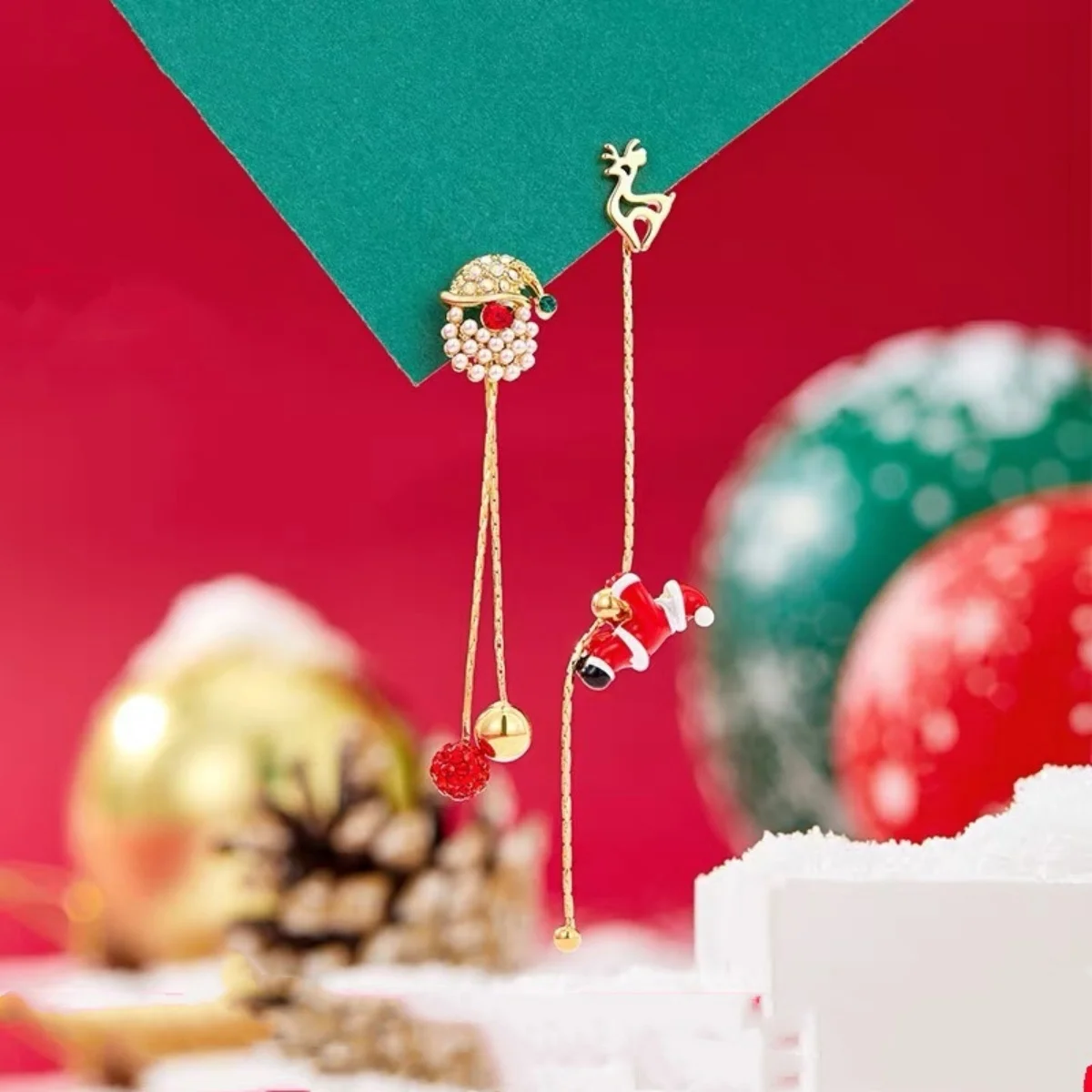 عيد الميلاد عطلة انخفاض الأقراط الزحف سانتا كلوز مزلقة الغزلان شجرة جرس قفاز غير المتماثلة شرابة القرط للنساء الرجال المجوهرات هدية #5