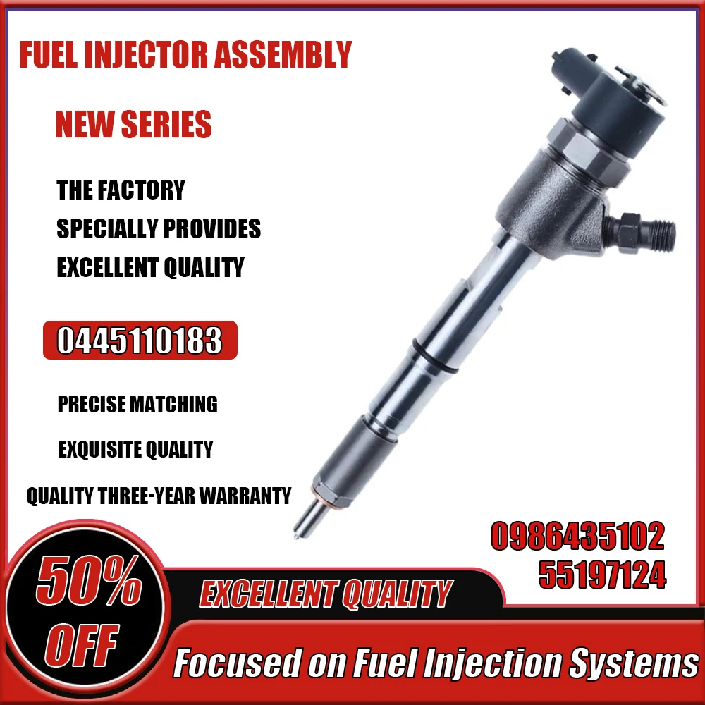 

0445110183 55197124 New Diesel Fuel Injector for Bosch Fiat 500 Doblo Panda 1.3D Opel Astra H 1.3 CDTI 0986435102
