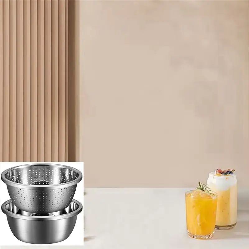 BMBY-Rice Washing Sieve Set Basin Capacity With Mixing Bowl For Washing Vegetables, Fruit And Rice And For Draining Cooked Pasta