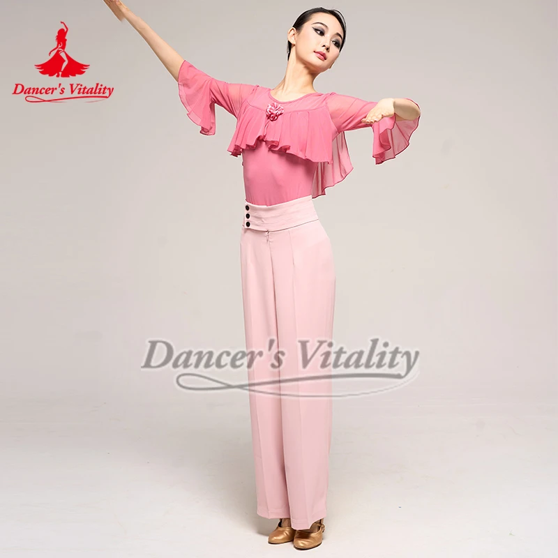 라틴 및 볼룸 댄스 대회 연습 스트레이트 레그 팬츠 차차 왈츠 탱고 트레이닝 코스 그룹 의상 성인 바지