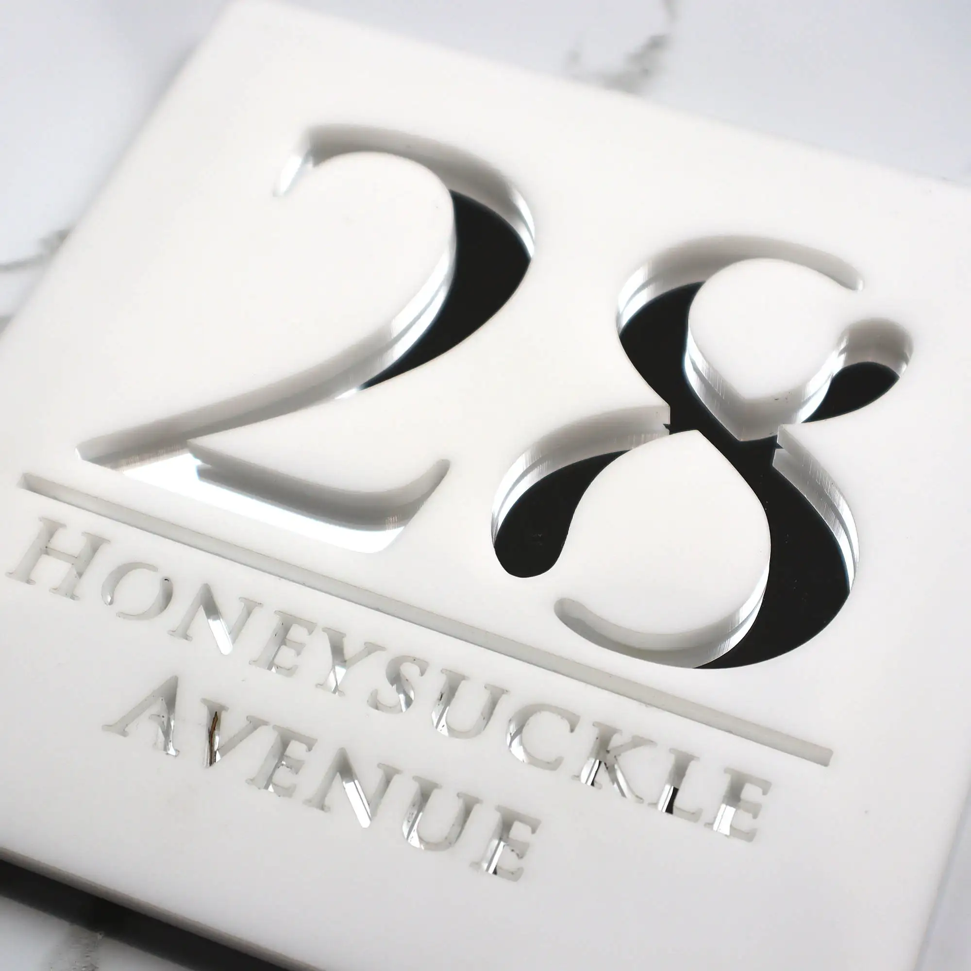 

Custom Acrylic House Number Laser Cut Matte Black and Bronze Mirror Floating House Sign House Plaque 180mm x 180mm 300mm x 300mm