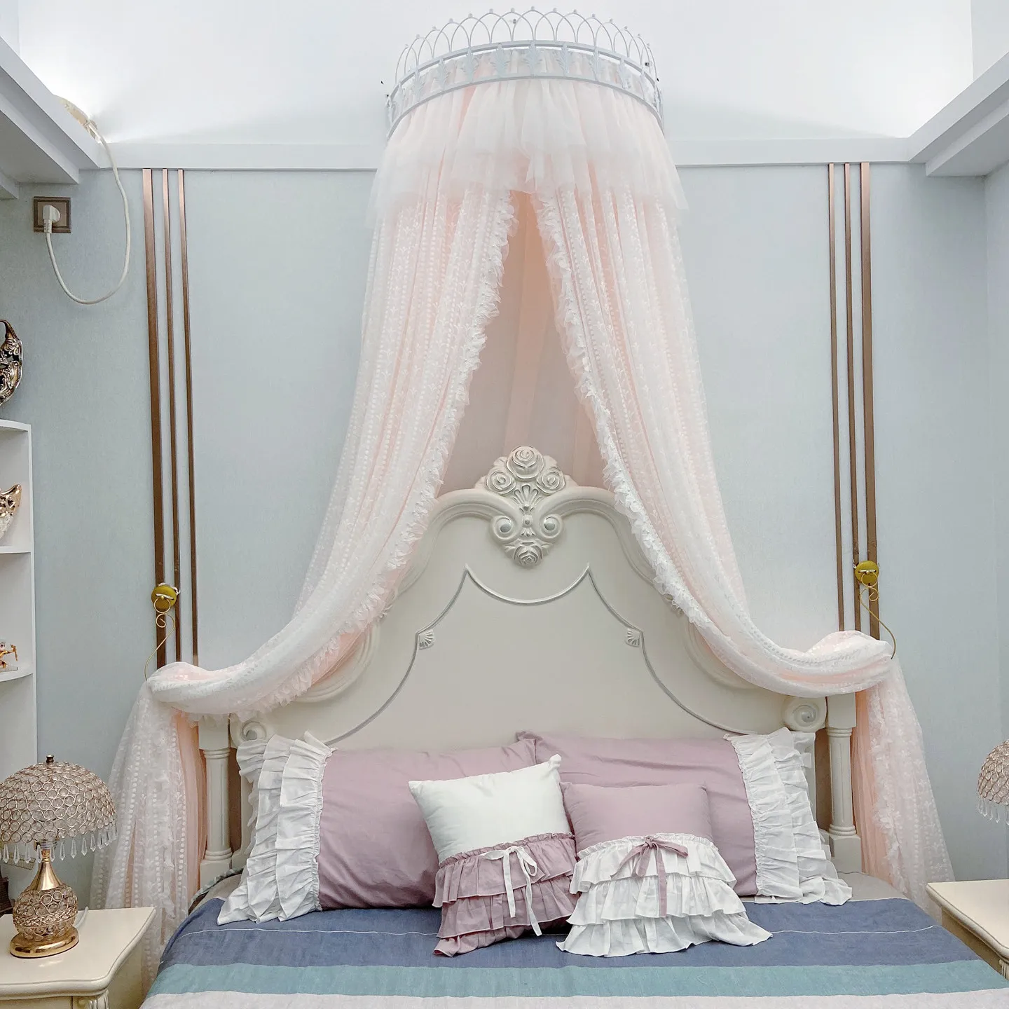 Bed mantle princess wind bed curtain household bed head curtain gauze net bedroom children's room integrated mosquito net