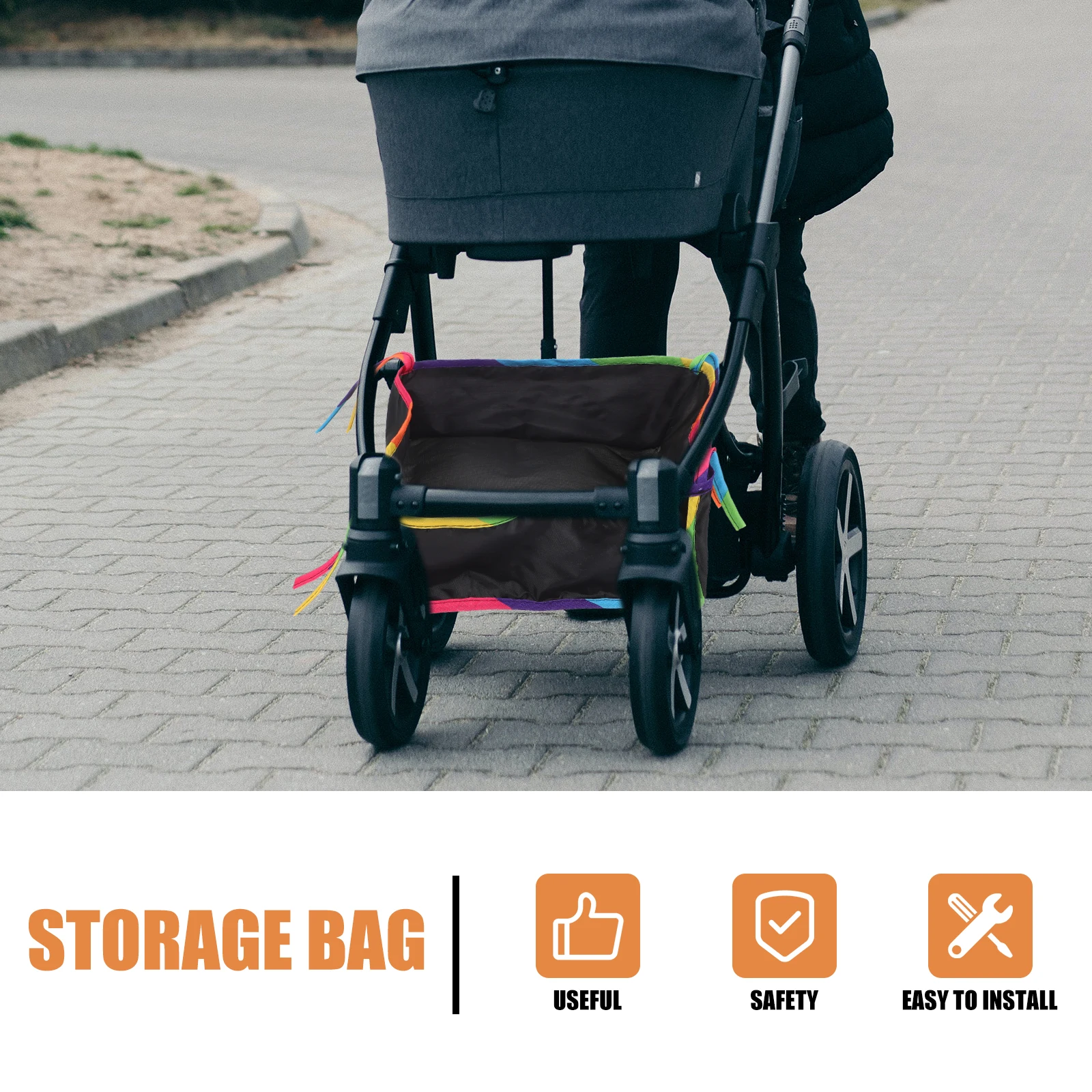 

Cup Holder Baby Stroller Accessories Stroller Bottom Organizer Bag Storage Basket for Diapers Pacifiers Milk for New