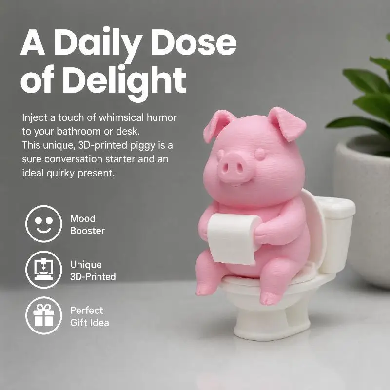 2026 NEW Funny Unique Pig Tissue Holder 3D Printed Sitting Toilet Pig Figurine Creative Desktop Bathroom Home Decoration Gift