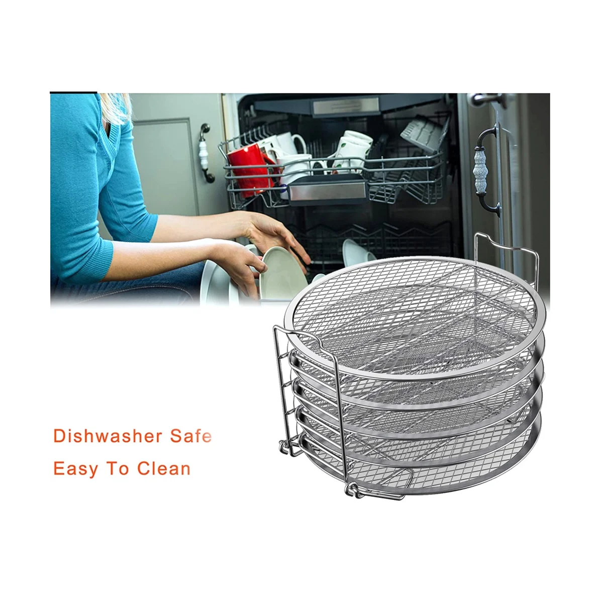 5-Layers Rack Stainless Steel Stackable Grid Grilling Rack for Ninja Foodi 6.5 QT / 8 QT Basket Tray