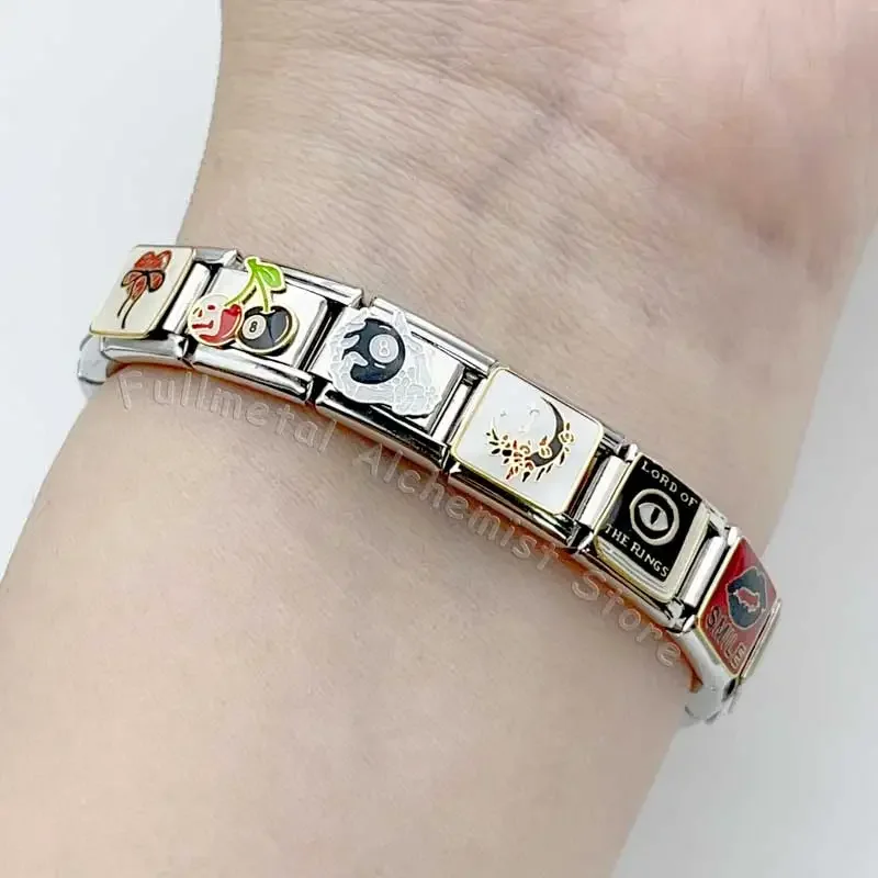 سحر الإيطالية الفولاذ المقاوم للصدأ سوار 9 مللي متر وحدة DIY الربط قلادة الظلام الشرير كول الجمجمة رئيس صنع المجوهرات للرجال النساء